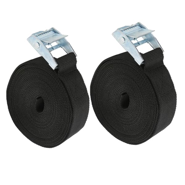 2 pcs Tie Down Straps 25mm Zinc Alloy Press Buckle Durable Anti-break Fixed Straps for Bundled Heavy Objects (3 meters)