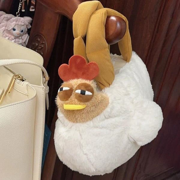 Cartoon Coo Coo Chicken Plush Handheld Ins Mori Doll Shoulder Bag Campus Commute D6