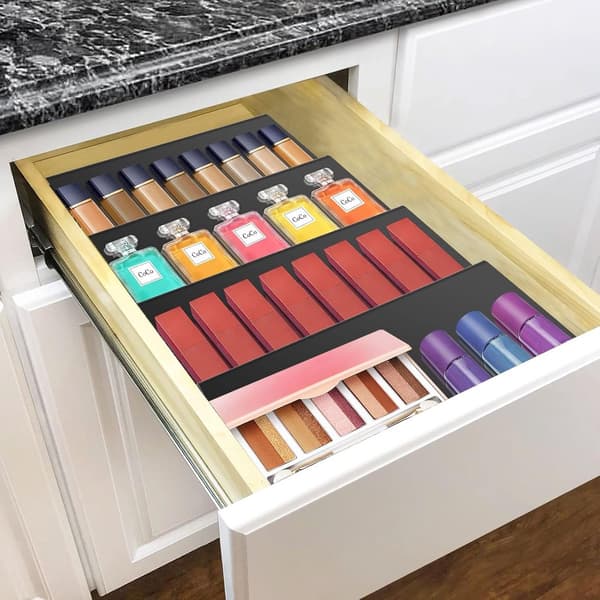 Spice rack - space-saving - extendable from 30 to 60 cm - adjustable drawer dividers - kitchen storage rack - spice rack suitable for acrylic drawers.