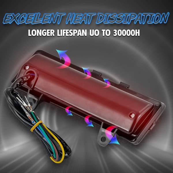 Rød - Trippelstangs LED-baklys for motorsykkel med bremselys og