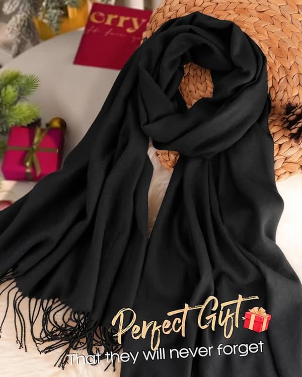 Vintertørklæde til kvinder Pashmina Sjal Omslag Bløde Varme Mode Tørklæder Gaver - Sort
