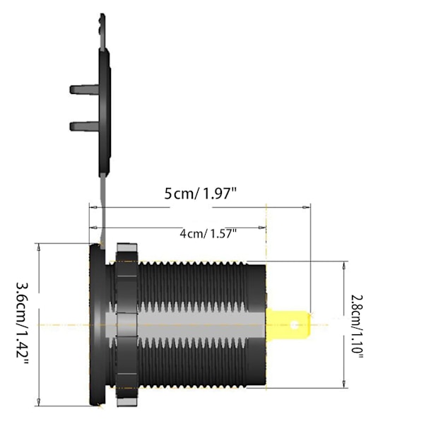 Metall 90W Dubbel Typ C USB C PD Snabbladdare för Bil med Spännings-/Effektvisning [Db] Svart Black Green light