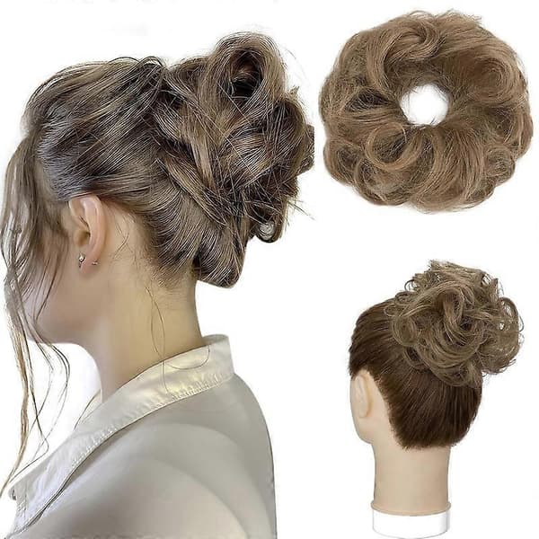Ekte Hårknute Hårdeler 100% Ekte Hår Messy Bun Up Do Scrunchies