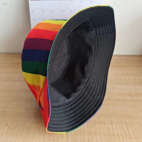Rainbow Striped Breathable Fishing Hat UV Protection Pride Moon Cruising Hat
