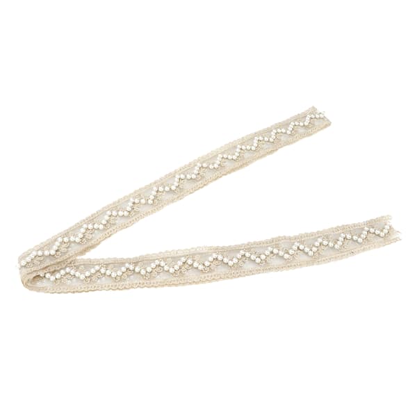 Lace Ribbon 2 Yards Elegant Pearl Style Clear Pattern Beige DIY Making Soft Skin-friendly Sewing Fabric for Decoration