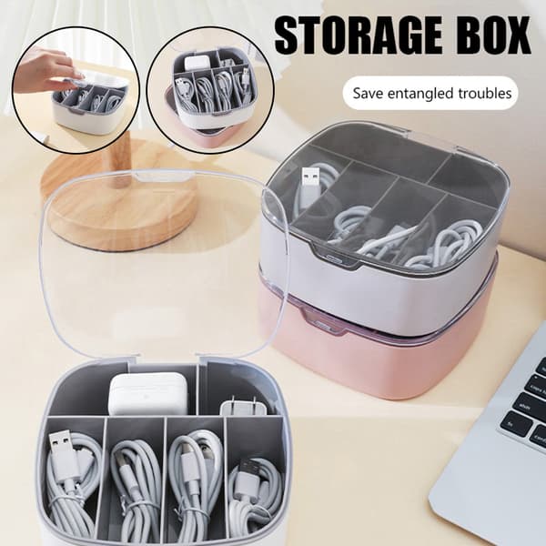Multi Datakabel Förvaringslåda Dammtät med Transparent Lock för Skrivbordet Gray