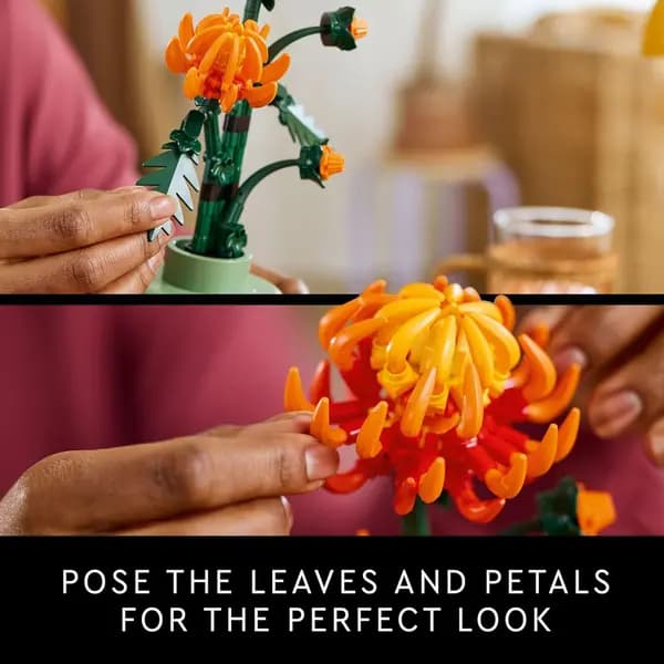 Chrysanthemum Building Kit Artificial Flower Desk Decoration for Adults Home Office Gift Orange