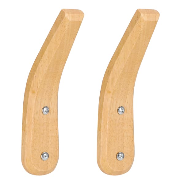 2 Pcs Simple Wall Mounted Wooden Coat Hooks in Modern Style Wall Organizer for Home