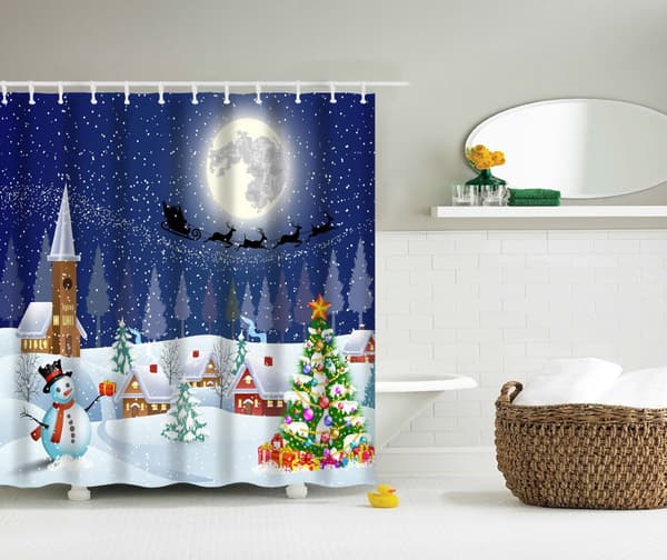 Snowman Christmas Simple Shower Curtain, 180*180cm