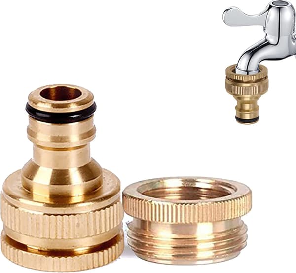 Messingkoblingsadapter for hageslange 1/2\" til 3/4\" 2 i 1