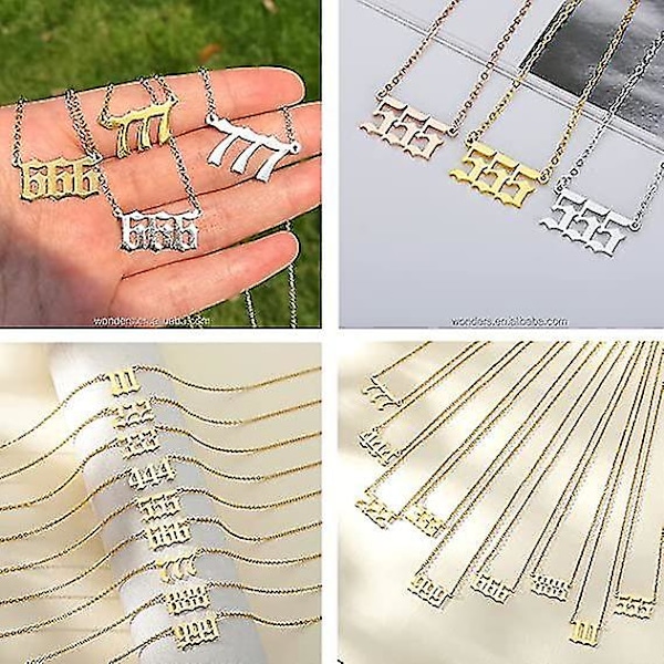 Enkelinumerokaulakoru Hopea/kulta Ruostumaton teräs Numerologia Korut Gold 888