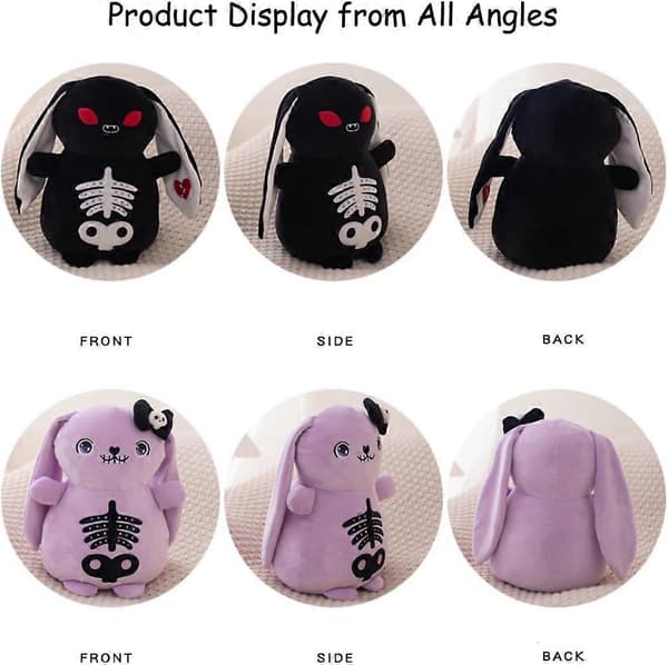 Gothic Skeleton Rabbit Plush 30 cm Scary Easter Bunny Doll Soft Fabric Gothic Decoration for Halloween and Easter (FMY)