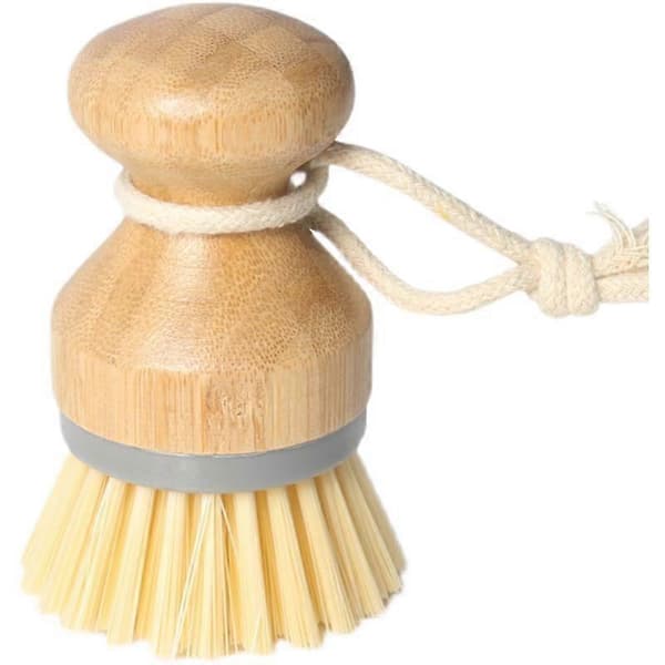 Bamboo Palm Brush, Scrub Brush for Cleaning Cookware, Sink, Set of 2