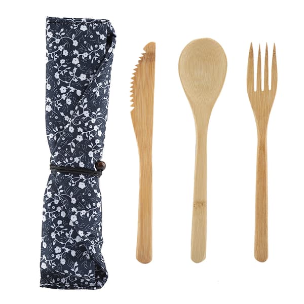 Reusable Japanese Style Bamboo Cutlery Set, Knife, Fork and Spoon