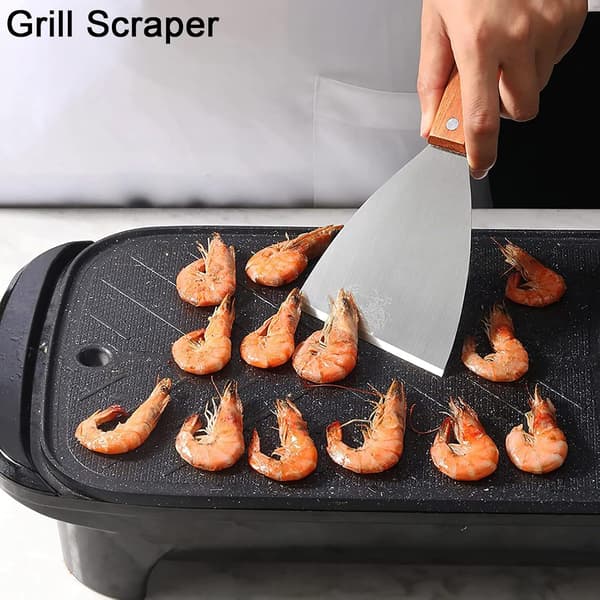 Premium grillskraber i rustfrit stål, skrå spatel, 2-pak