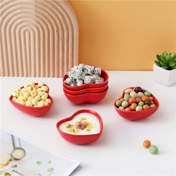 6-pakning mini keramiske skåler, hjerteformede dessertpuddingbakeskåler -