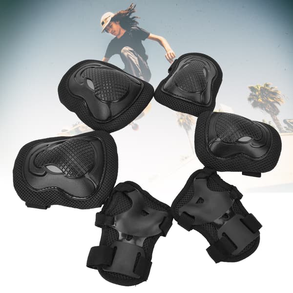 Thickened Protective Set for Roller Skates Knee Pads Elbow Pads Gloves for Adults (Black)