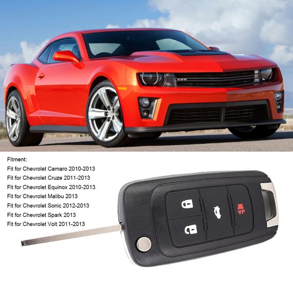 Car 4 Button Folding Remote Key Case Shell Cover Black Replacement Fits CHEVROLET