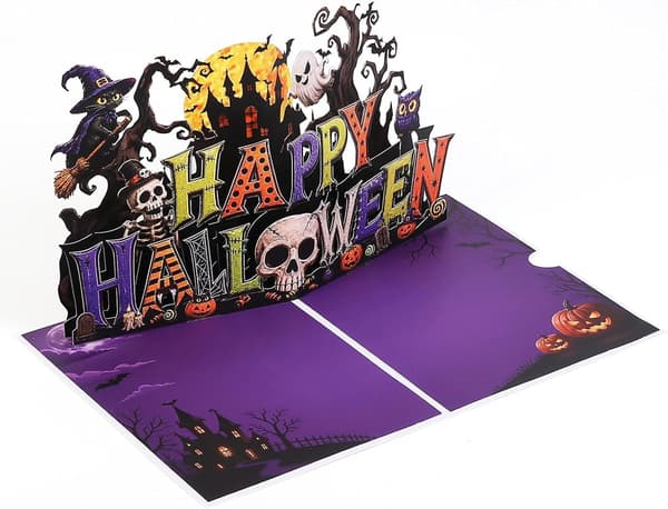 Halloween Pop-Up kort spøgelse græskar hjemsøgt hus kranie skulptur -