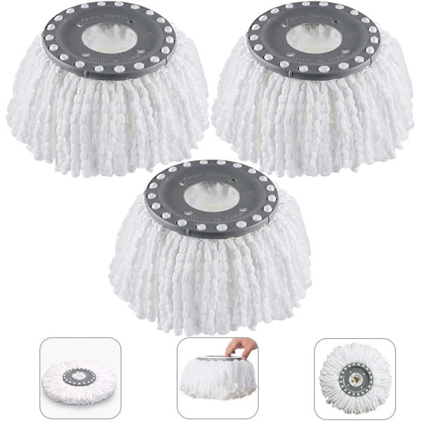 3 Mikrofiber Mopphoder Erstatning Mopphode Rund 360 Roterende