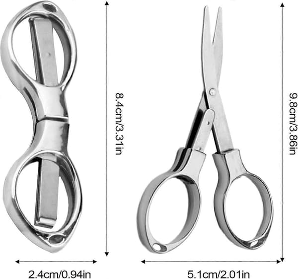 Folding Scissors - Foldable Portable Pocket Knife, Multipurpose Hospital Care Scissors, Silver, Outdoor Survival Tool [DB]