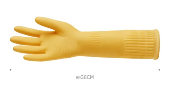 1 par gule gummihandsker - Lange gummihandsker til rengøring og opvask (Medium 38cm)