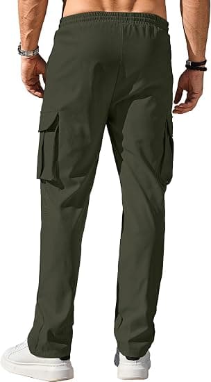 Men's Work Pants with Drawstring and Multiple Pockets - Perfect for Hiking, Running, and Casual Wear