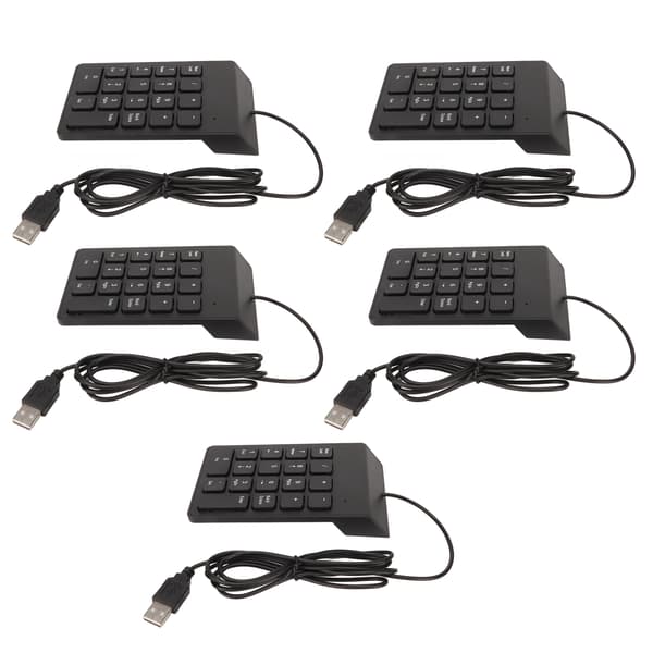 Wired Numeric Keypad 18 Keys Ergonomic USB Plug and Play Silent Typing Mini Numeric Keyboard for PC Laptop Desktop 5 Pieces