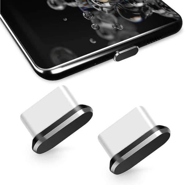 2-pak Type-C anti-støvprop, USB C-portprop støvbeskyttelse, anti-støvprop til Type C-enheder som Samsung/MacBook/vivox5pro/iPhone/Micro USB/Android Mo