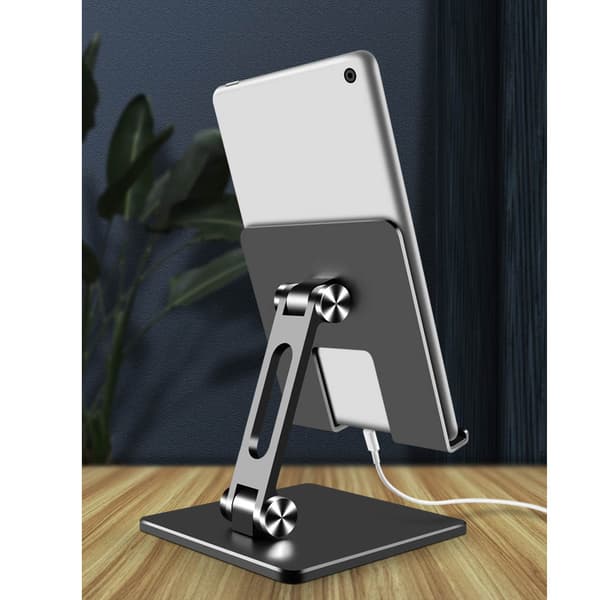 Tabletstativ, justerbart i flere vinkler, foldbart, stabilt tabletstativ i aluminiumlegering til hjemmekontor, rejser MT133 Sølv