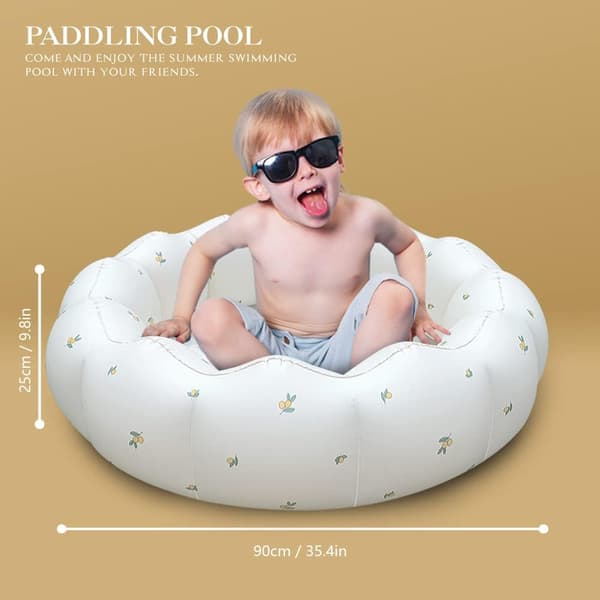 95*25cm (Vit) Uppblåsbar Babypool, Bärbar Plaskpool för Bebisar