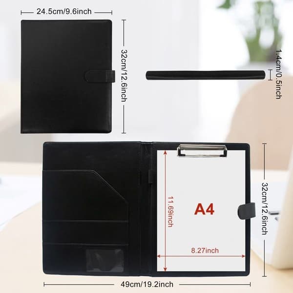 ®RisingFF A4 Magnetisk Mapp med PU Læder Opbevaring Dokumentholder til Interviewdokumenter