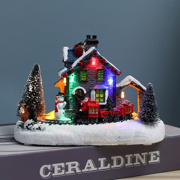 Juldekoration LED-lampor snöhus glödande koja prydnader