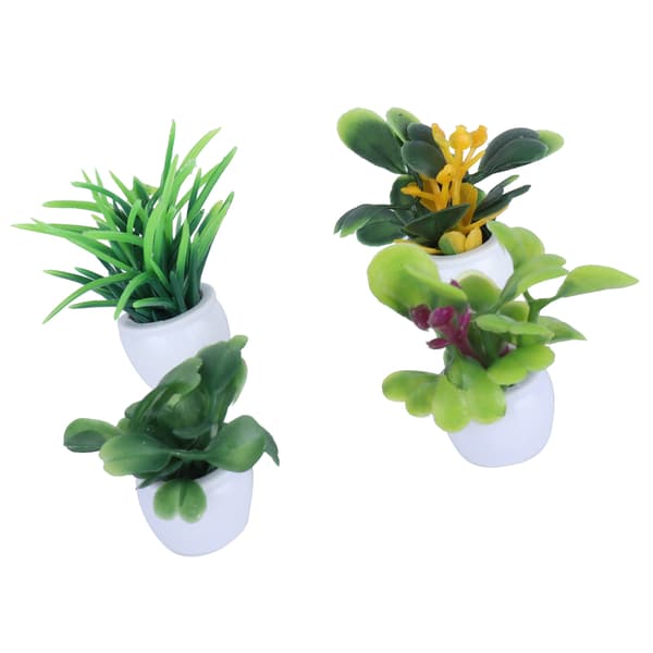 4-pack Mini Simulation Potted Plants Set Artificial Potted Plants Set with Ceramic Pots for Home Office Table Decoration