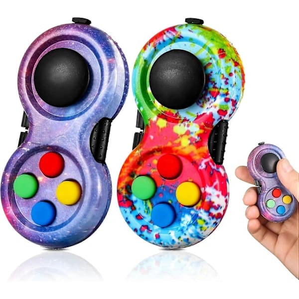 2 stk Fidget Controller Pad, Bærbar Stressreduserende Spillpute Hånd Fidget Pad for Stressreduksjon og Angstlindring