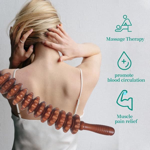 Brun Anti-Cellulite Massagerulle/Massagestick - Til Helkropsmassage - Lindrer Træthed & Spændinger