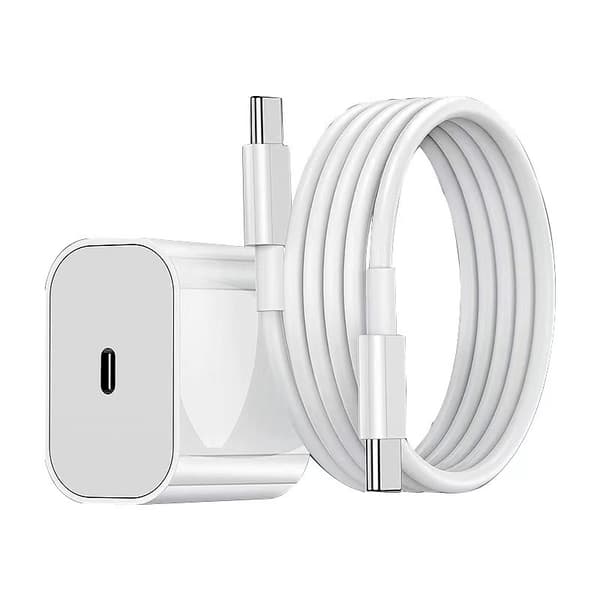 iPhone Hurtigoplader USB-C Strømadapter 20W + Kabel Hvid (1 oplader og 1 ladekabel)