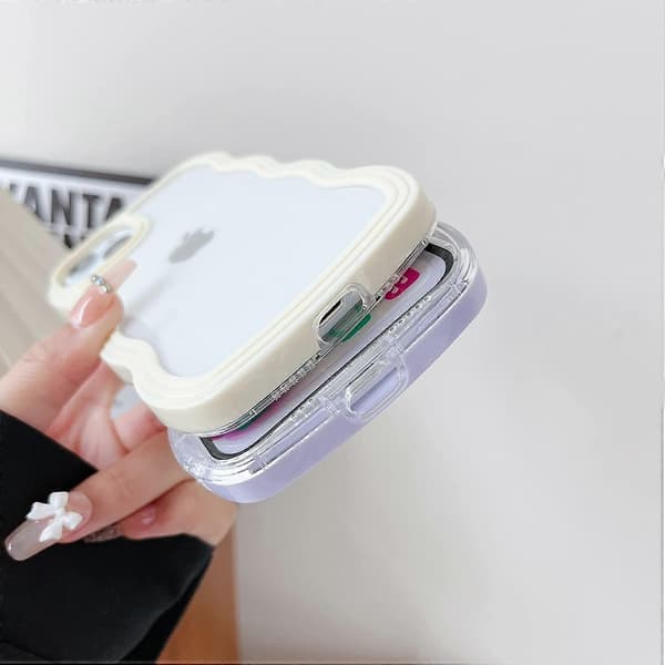 Sødt krøllet bølget rammeetui, stødsikkert og blødt, kompatibelt med iPhone-etui (Grøn, iPhone 13 Pro Max)