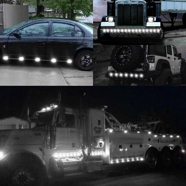 10X 3/4\" 12V Markeringslys LED Lastbil Trailer RV Rund Side Bullet