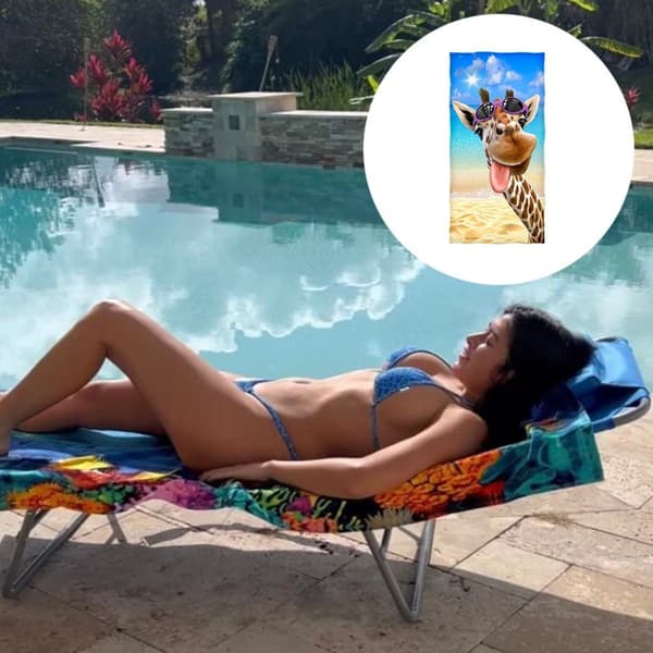 Rolig Katt Hund Strandhandduk 75x150cm Poolhandduk Super Giraffe Selfie KLB