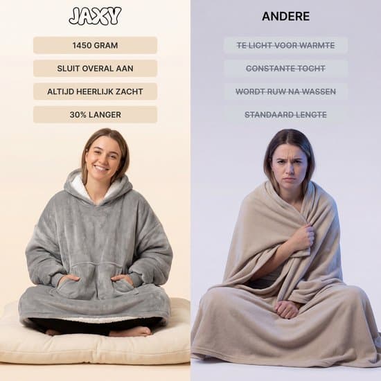 JAXY Oversized Bærbar Teppe-hettegenser, Sherpafleece-fôret med Store Lommer, Én Størrelse Gave til Menn og Kvinner, Grå