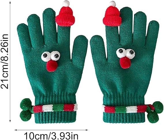 Julegave Øjenmaske Mønster Handsker til Kvinder Jul Vinter Grøntsagsdesign Varme Strikkede Touchscreen