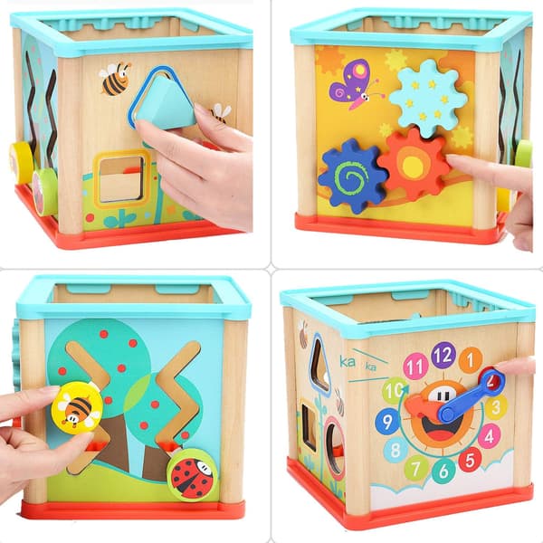 5-in-1 Wooden Activity Cube - Activity Table for Infants and Toddlers
