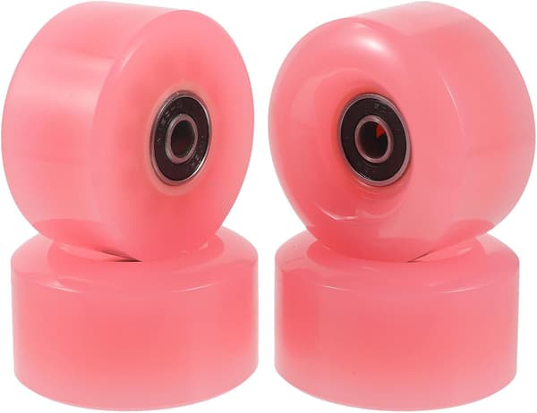 Rulleskøytehjul for utendørs bruk, 4 stk, i PU og metall, rosa