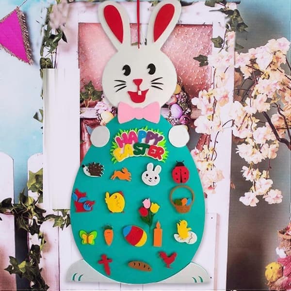 Easter Felt Bunny Set - Felt Easter Bunny Decorations for Home Decor, Carrot Felt Wall Hangings and Craft Set (FMY)