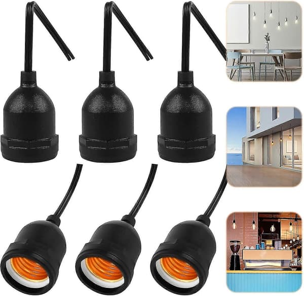 E27 6-pakning Vanntett E27 Lampeholder Høykvalitets Vanntett E27 Lampeholderadaptere For Gløde- og LED-pærer