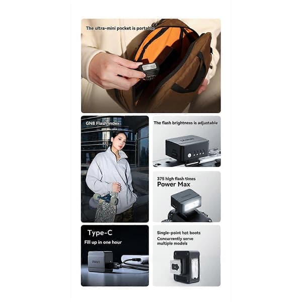 SL01 Kamerablitz 4-hastighedsjustering SpeedLite GN8 6500K