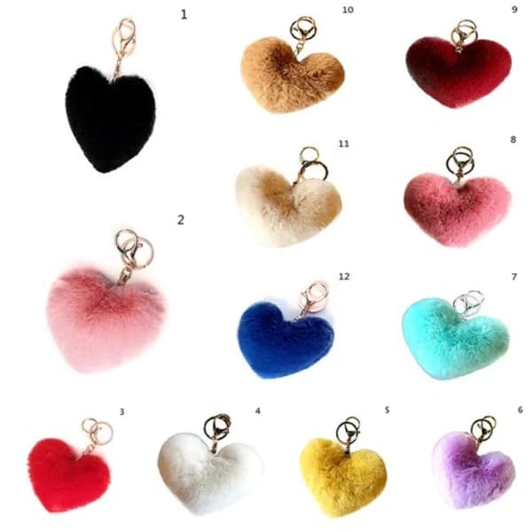 Hjerteformet Nøglering Fluffy Blød Taske Tilbehør Nøglering Gave Dekoration Kvinder ↕ blå blue blue