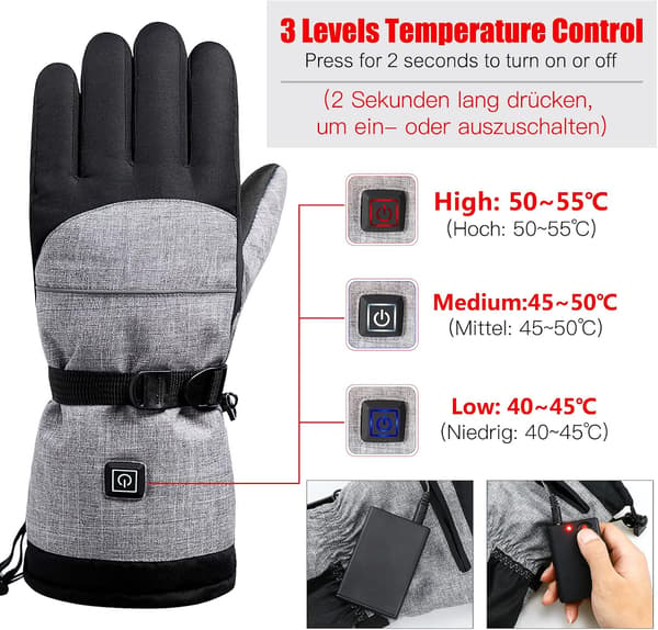 Heated Gloves Motorcycle Heated Gloves Adjustable Temperature 40-