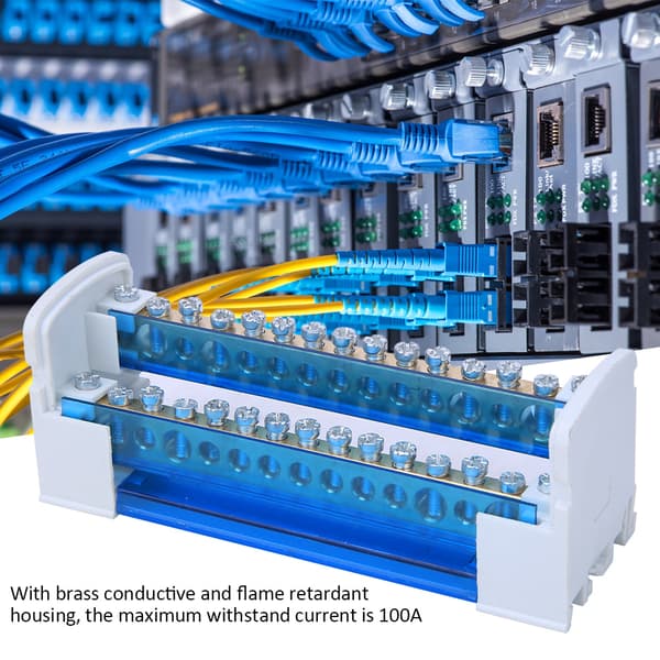 215 Terminal Block Din Rail 2-Level Single Phase with Transparent Cover